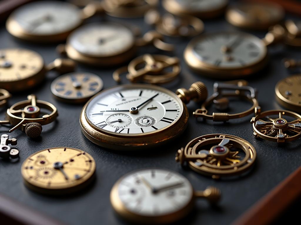 Sammlung seltener Uhrenteile und Vintage-Komponenten